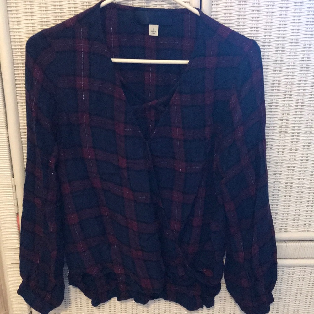 Plaid long sleeve top